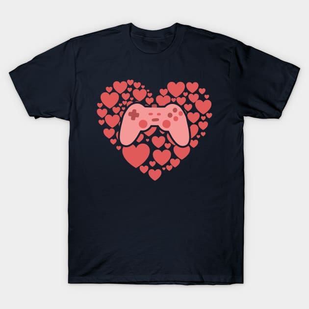 Video Gamer Heart Controller T-Shirt by Tesszero